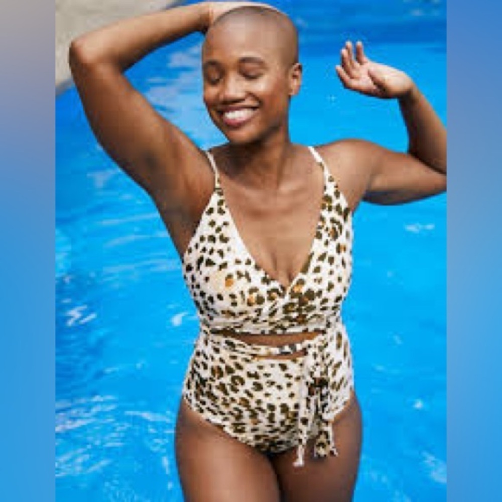 Aerie Leopard Print tie detail Swimsuit size small